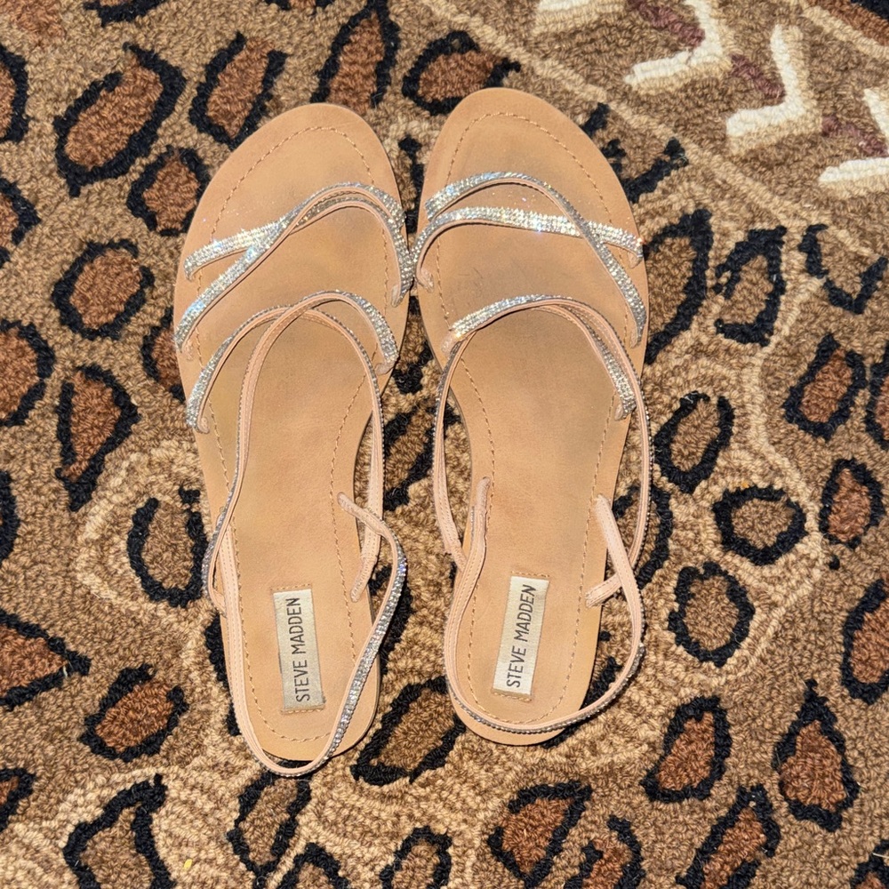 Steve Madden Nude/Tan Rhinestone Strap Sandals